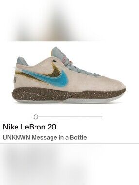Us 11 Nike Lebron 20 Unknwn Message In A Bottle Shoes